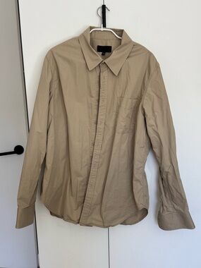 Nili Lotan Taupe Button-Up Shirt